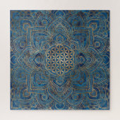 Leven in Lotus - Blauwe marmer en goud Legpuzzel (Verticaal)