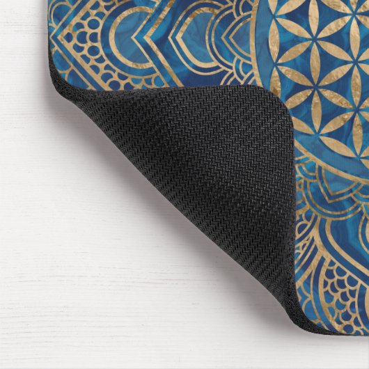 Leven in Lotus - Blauwe marmer en goud Muismat (Hoek)