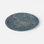 Leven in Lotus - Blauwe marmer en goud Papieren Bordje (Gekanteld)