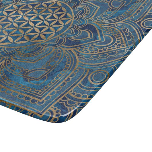 Leven in Lotus - Blauwe marmer en goud Snijplank (Hoek)