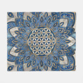 Leven in Lotus - Blauwe marmer en Parelplein Fleece Deken (Voorkant (Horizontaal))