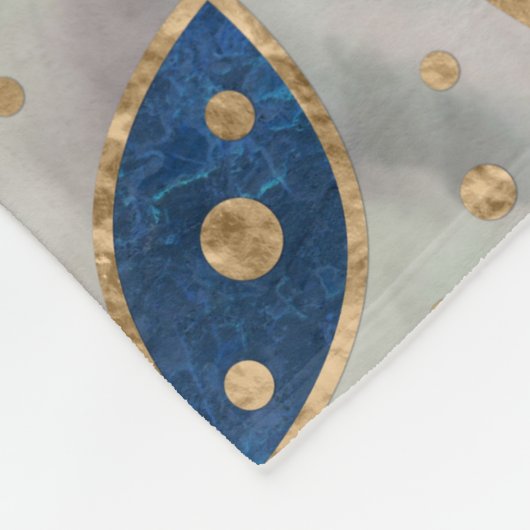 Leven in Lotus - Blauwe marmer en Parelplein Fleece Deken (Hoek)