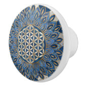 Leven in Lotus - Blauwe marmer en Parelplein Keramische Knop (Rechts)