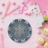 Leven in Lotus - Blauwe marmer en Parelplein Papieren Bordje (Feest)