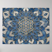 Leven in Lotus - Blauwe marmer en Parelplein Poster (Voorkant)