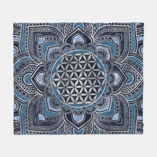 Leven in Lotus - Blue Crystal en Silver Fleece Deken (Voorkant (Horizontaal))