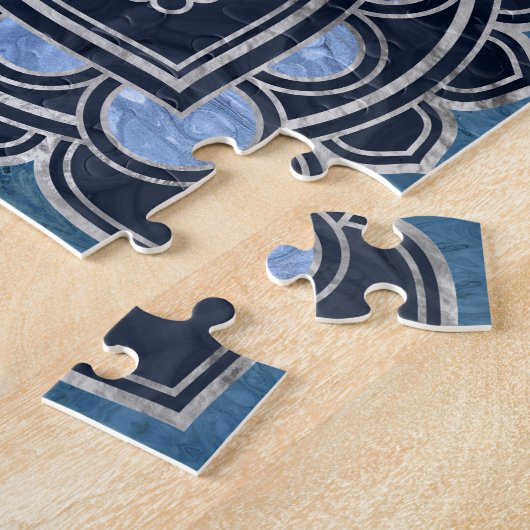 Leven in Lotus - Blue Crystal en Silver Legpuzzel (Zijkant)