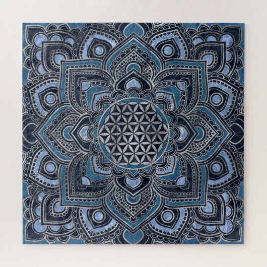 Leven in Lotus - Blue Crystal en Silver Legpuzzel (Horizontaal)