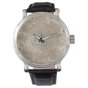 Leven in Lotus Dot Art pastelgolds Horloge
