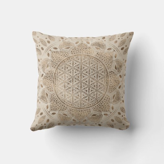 Leven in Lotus Dot Art pastelgolds Kussen (Achterkant)