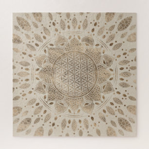 Leven in Lotus Dot Art pastelgolds Legpuzzel