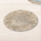 Leven in Lotus Dot Art pastelgolds Ronde Kartonnen Onderzetter (Gebogen)