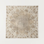 Leven in Lotus Dot Art pastelgolds Wandkleed (Voorkant)