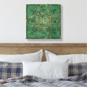 Leven in Lotus - Malachite en goud Canvas Afdruk (Insitu (Slaapkamer))