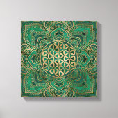 Leven in Lotus - Malachite en goud Canvas Afdruk (Voorkant)