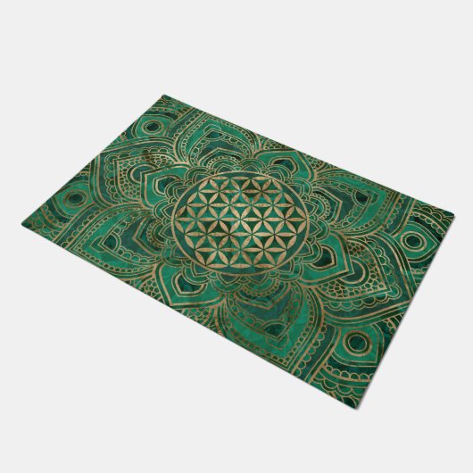 Leven in Lotus - Malachite en goud Deurmat (Schuin)