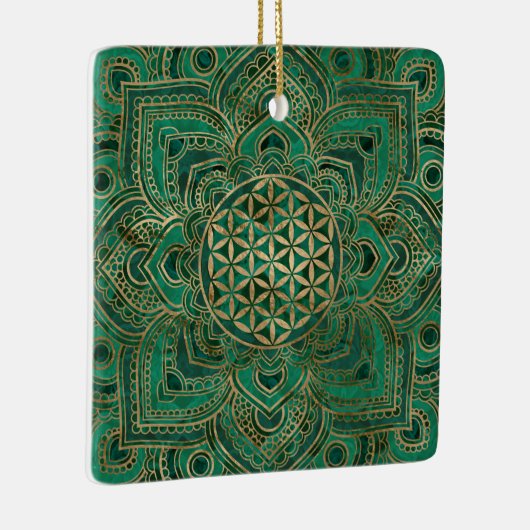 Leven in Lotus - Malachite en goud Keramisch Ornament (Rechts)