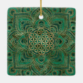 Leven in Lotus - Malachite en goud Keramisch Ornament (Achterkant)