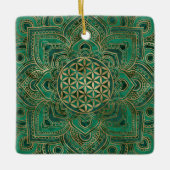 Leven in Lotus - Malachite en goud Keramisch Ornament (Voorkant)