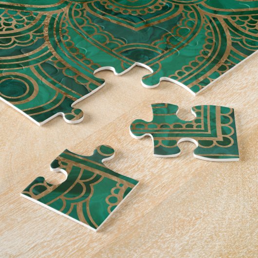 Leven in Lotus - Malachite en goud Legpuzzel (Zijkant)