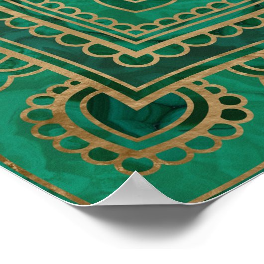 Leven in Lotus - Malachite en goud Poster (Hoek)
