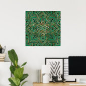 Leven in Lotus - Malachite en goud Poster (Thuiskantoor)