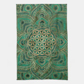 Leven in Lotus - Malachite en goud Theedoek (Verticaal)
