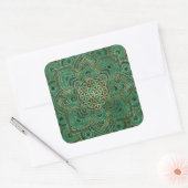 Leven in Lotus - Malachite en goud Vierkante Sticker (Envelop)