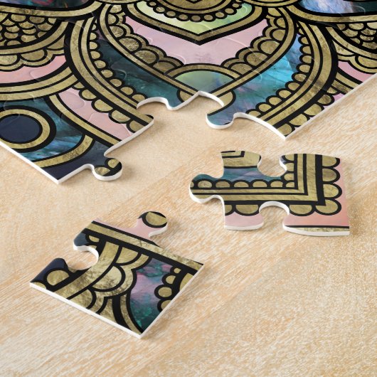 Leven in Lotus - marmer en goud Legpuzzel (Zijkant)