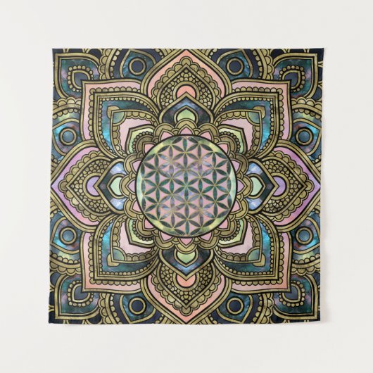 Leven in Lotus - marmer en goud Wandkleed (Voorkant)