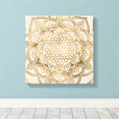 Leven in Lotus - pastelgolden en doek Canvas Afdruk (Insitu (Houten vloer))