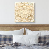 Leven in Lotus - pastelgolden en doek Canvas Afdruk (Insitu (Slaapkamer))