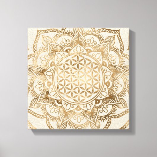 Leven in Lotus - pastelgolden en doek Canvas Afdruk (Voorkant)