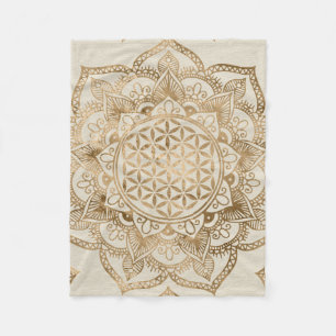 Leven in Lotus - pastelgolden en doek Fleece Deken