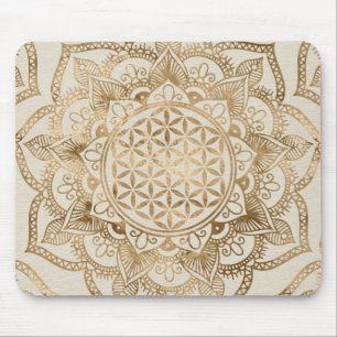 Leven in Lotus - pastelgolden en doek Muismat