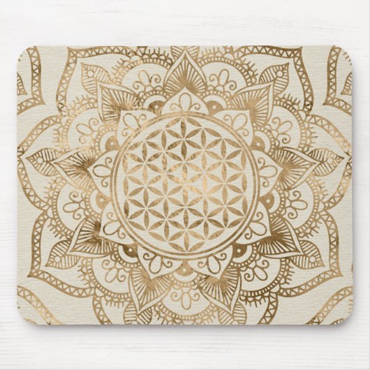 Leven in Lotus - pastelgolden en doek Muismat (Voorkant)