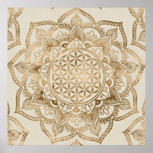 Leven in Lotus - pastelgolden en doek Poster