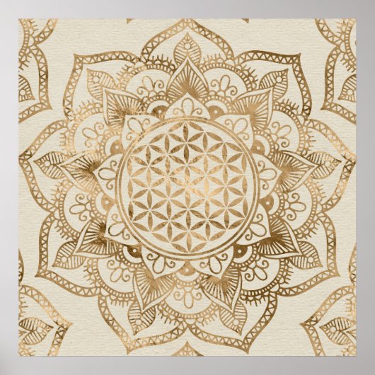 Leven in Lotus - pastelgolden en doek Poster (Voorkant)