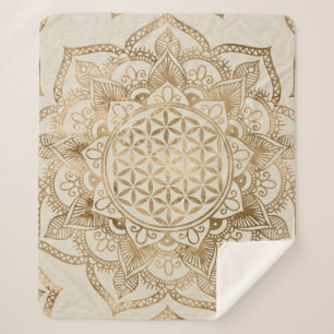 Leven in Lotus - pastelgolden en doek Sherpa Deken