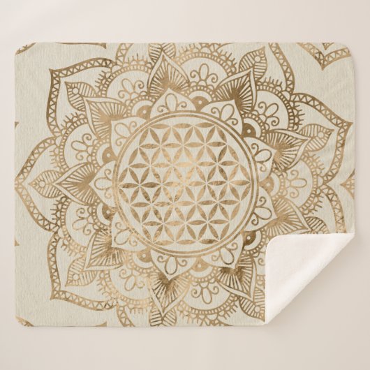 Leven in Lotus - pastelgolden en doek Sherpa Deken (Voorkant (horizontaal))