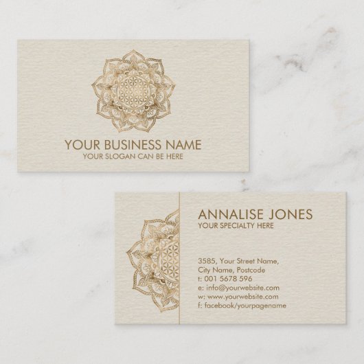 Leven in Lotus - pastelgolden en doek Visitekaartje (Voorkant / Achterkant)