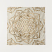 Leven in Lotus - pastelgolden en doek Wandkleed (Voorkant (horizontaal))