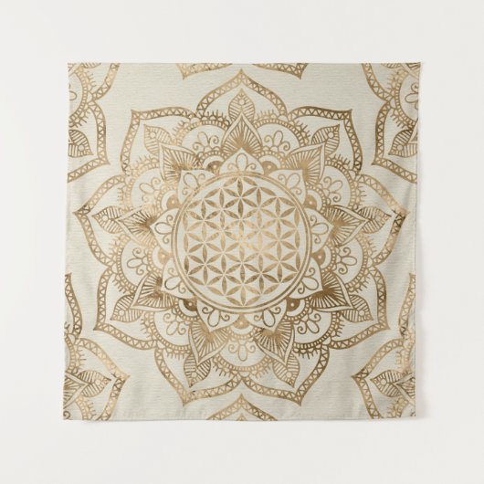 Leven in Lotus - pastelgolden en doek Wandkleed (Voorkant)