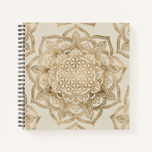 Leven in Lotus - pastelgoud en doek Notitieboek