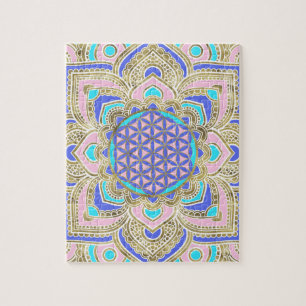 Leven in Lotus Pastels en Gold Legpuzzel