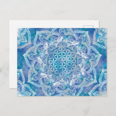 Leven in Lotus - Waterverf blauw Briefkaart (Voorkant / Achterkant)