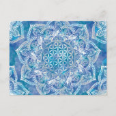 Leven in Lotus - Waterverf blauw Briefkaart (Voorkant)