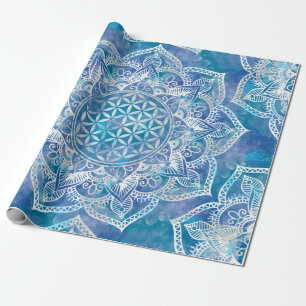 Leven in Lotus - Waterverf blauw Cadeaupapier