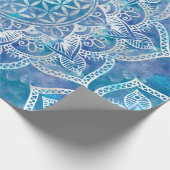 Leven in Lotus - Waterverf blauw Cadeaupapier (Hoek)