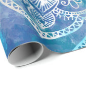 Leven in Lotus - Waterverf blauw Cadeaupapier (Rol Hoek)